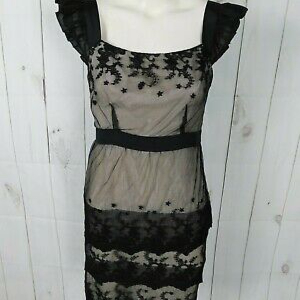 Minuet Tiered Lace Overlay Ruffle Dress